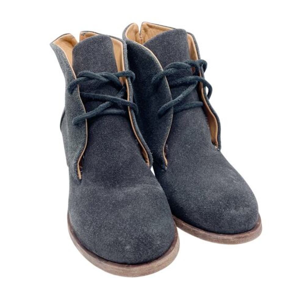 Beek Women's Songlark Heeled Ankle Lace Up Booties Black Oiled Suede Size 5